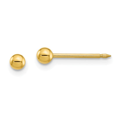 Stainless Steel Inverness 24K Gold-Plated 3mm Ball Post Earrings