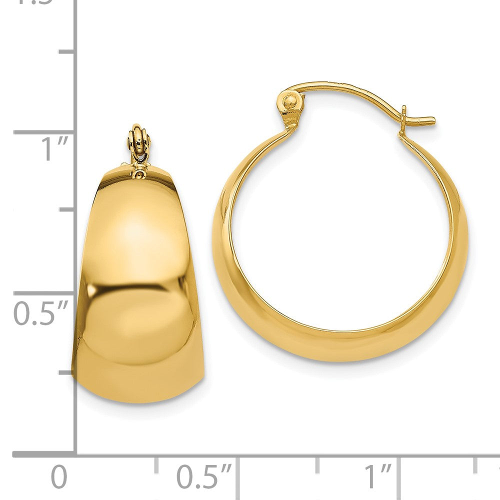 10K Yellow Gold Polished 10.5mm Tapered Hoop Earrings