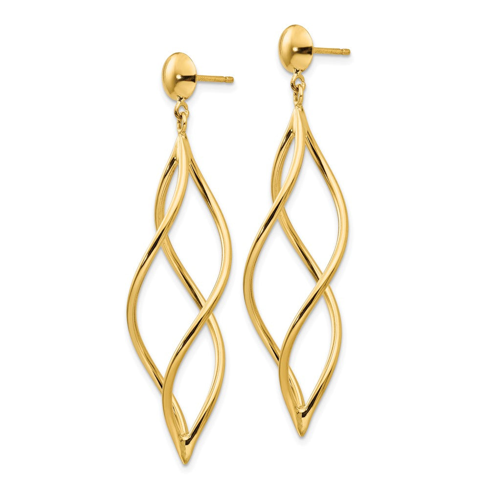 10K Yellow Gold Curved Tube Dangle Earrings