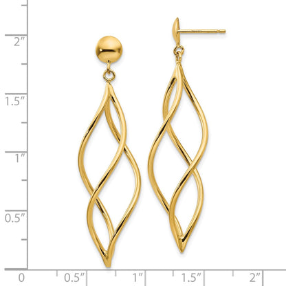 10K Yellow Gold Curved Tube Dangle Earrings