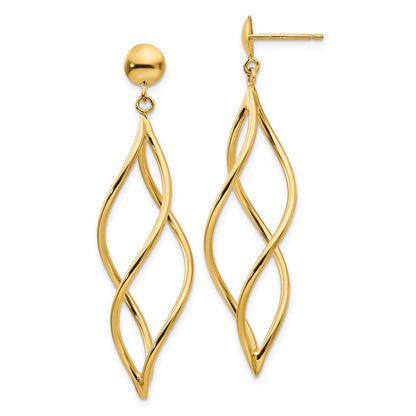 10K Yellow Gold Curved Tube Dangle Earrings
