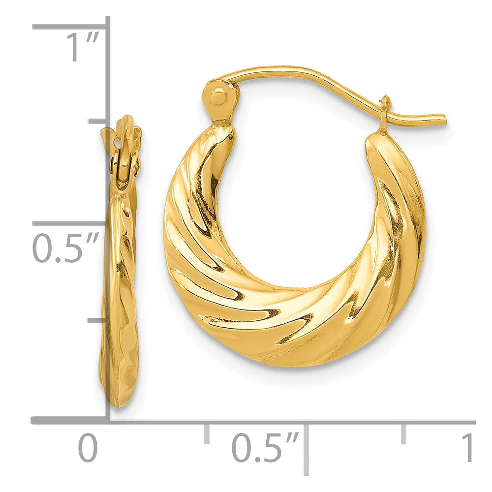 10K Yellow Gold Fancy Small Hoop Earrings