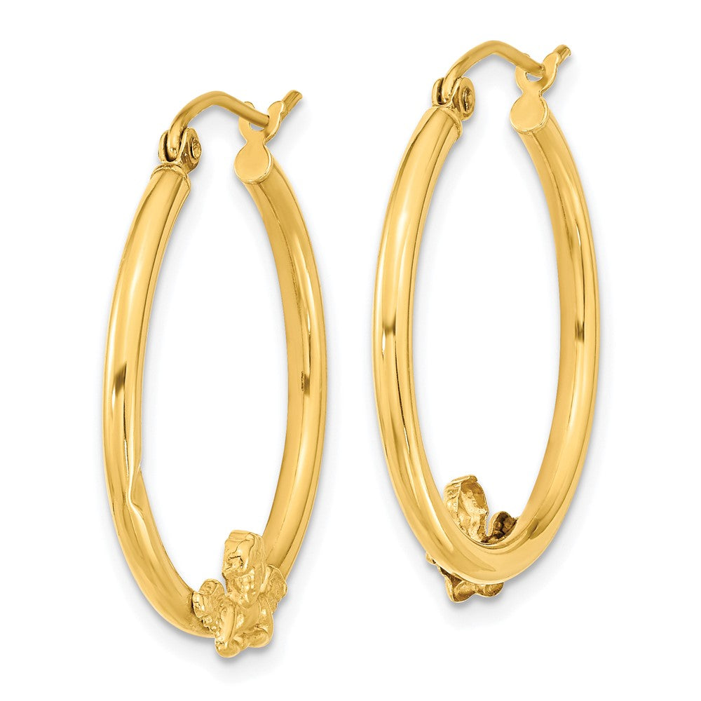 10K Yellow Gold Angel Hoop Earrings