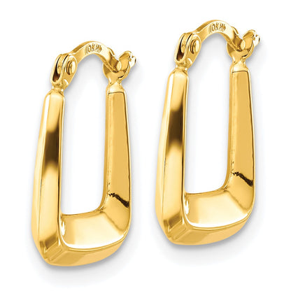 10K Yellow Gold Hollow Squared Hoop Earrings