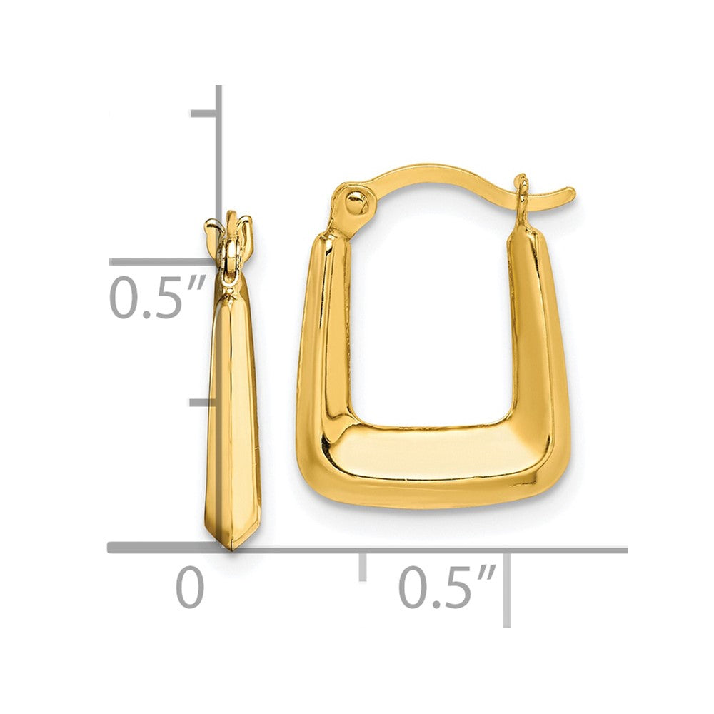 10K Yellow Gold Hollow Squared Hoop Earrings