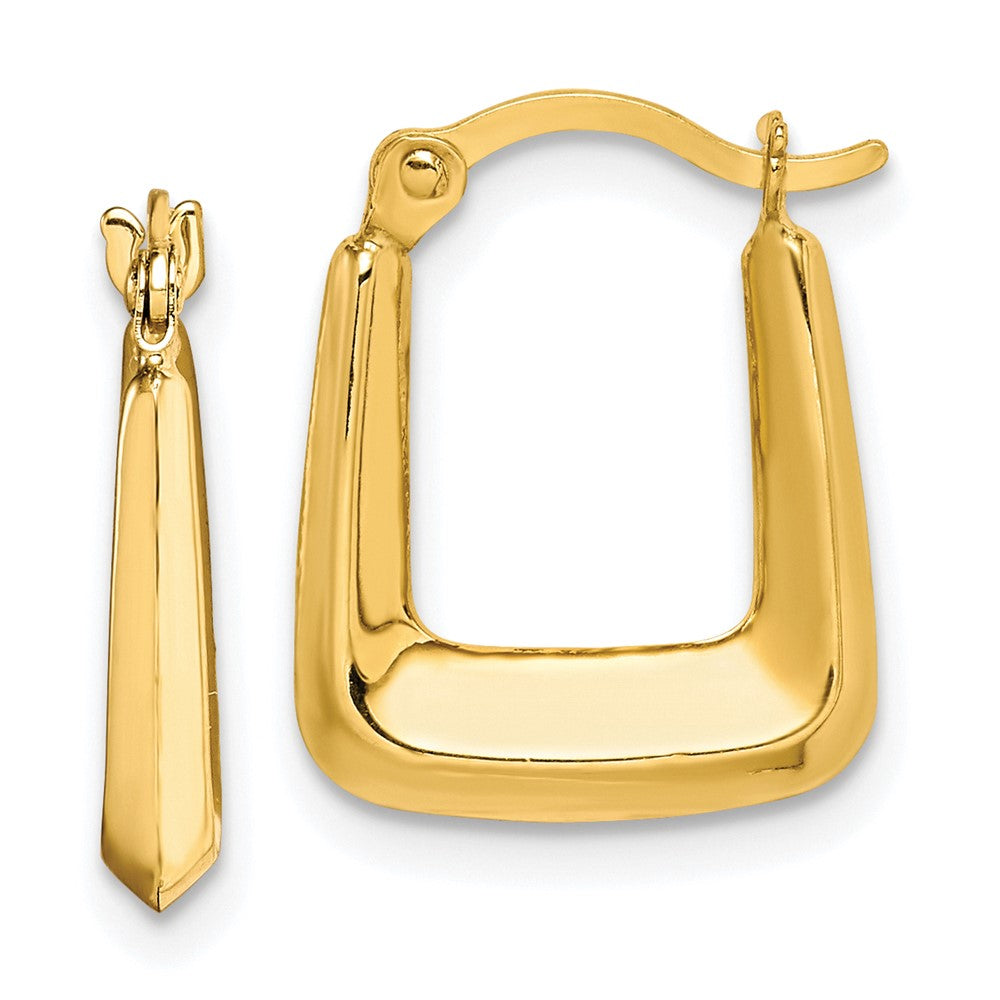 10K Yellow Gold Hollow Squared Hoop Earrings