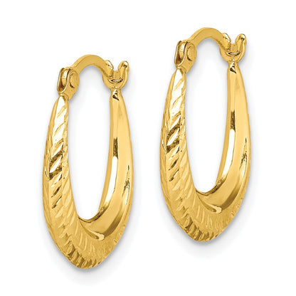 10K Yellow Gold Textured Hollow Hoop Earrings