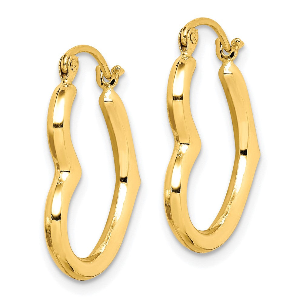 10K Yellow Gold Hollow Heart Shape Hoop Earrings
