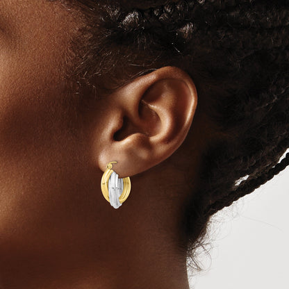 10K Two-Tone Polished Double Hoop Earrings