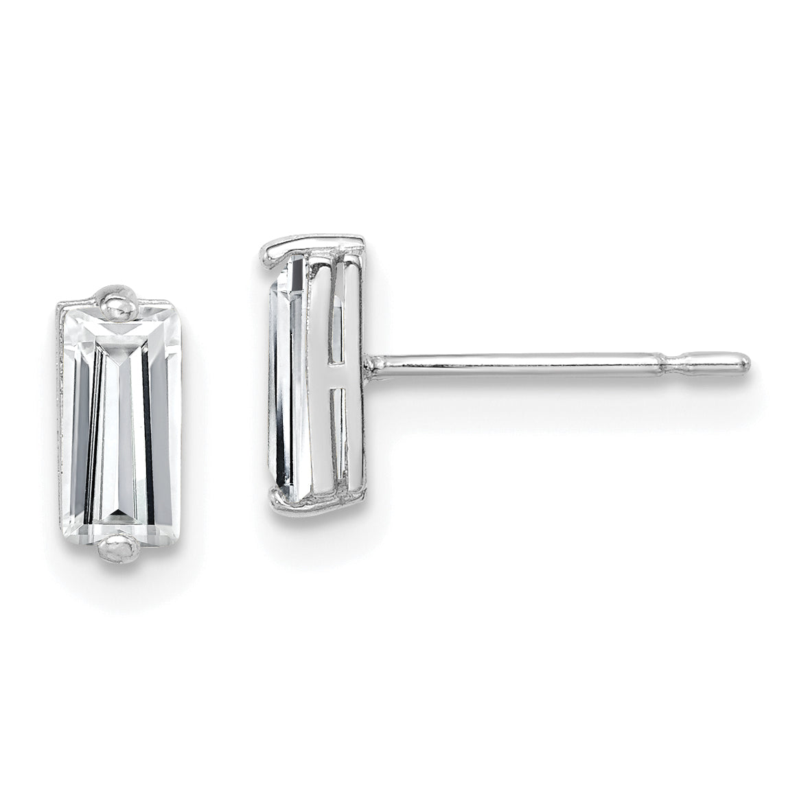 10K White Gold Polished Cz Stud Earrings