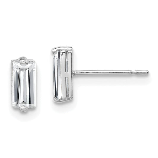 10K White Gold Polished Cz Stud Earrings