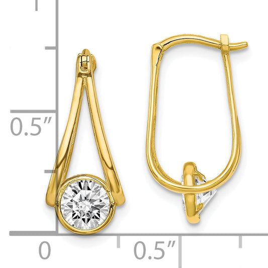 10K Yellow Gold Polished Cz Hoop Earrings