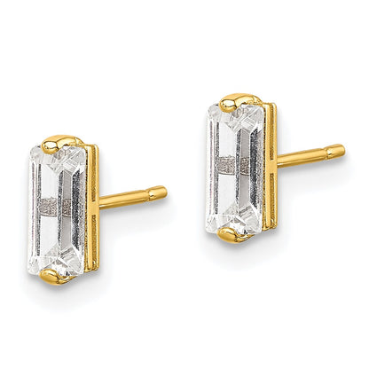 10K Yellow Gold Polished Cz Stud Earrings