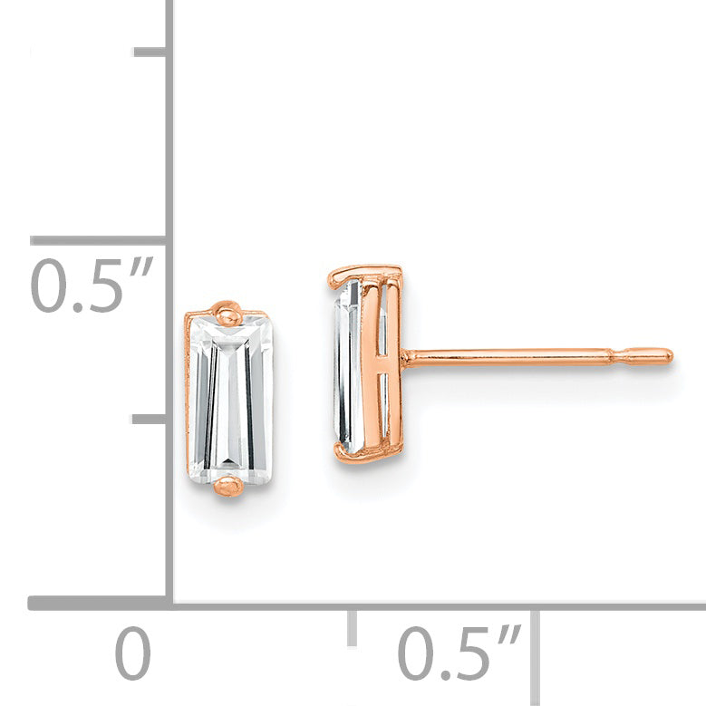 10K Rose Gold Polished Cz Stud Earrings