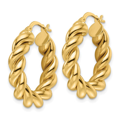 10K Yellow Gold 10Ky Polished 5.3mm Hollow Twisted Round Hoop Earrings