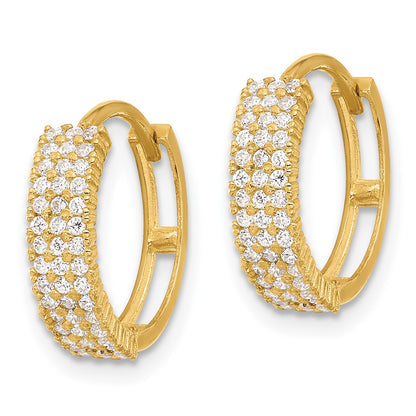 10K Yellow Gold 10K Polished 4mm Cz Hinged Hoop Earrings
