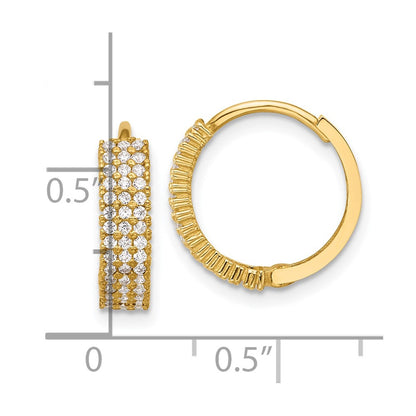 10K Yellow Gold 10K Polished 4mm Cz Hinged Hoop Earrings