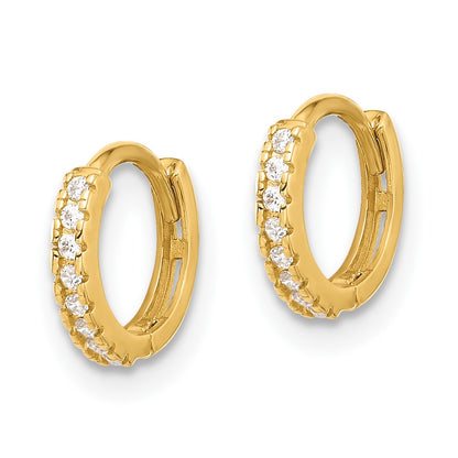 10K Yellow Gold 10K Polished 1.5mm Cz Hinged Hoop Earrings