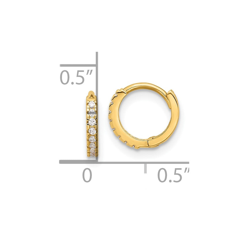 10K Yellow Gold 10K Polished 1.5mm Cz Hinged Hoop Earrings