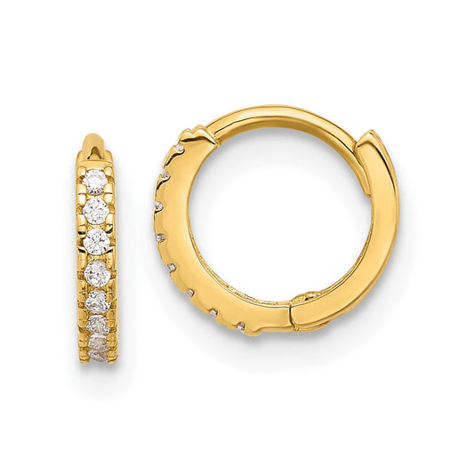 10K Yellow Gold 10K Polished 1.5mm Cz Hinged Hoop Earrings