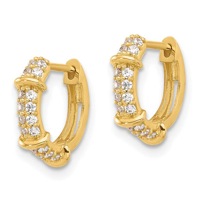 10K Yellow Gold 10K Polished Cz Hinged Hoop Earrings