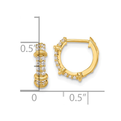 10K Yellow Gold 10K Polished Cz Hinged Hoop Earrings