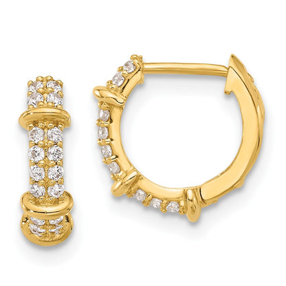 10K Yellow Gold 10K Polished Cz Hinged Hoop Earrings