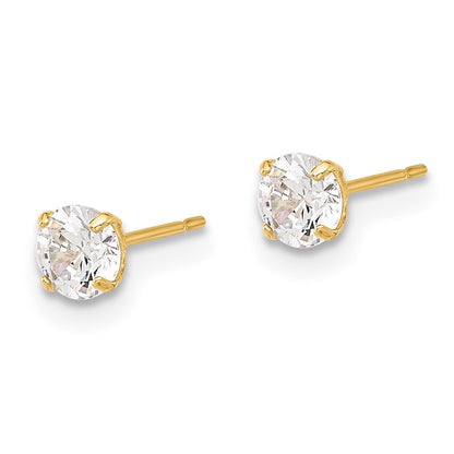 10K Yellow Gold 10K Polished 4mm Cz Stud Post Earrings