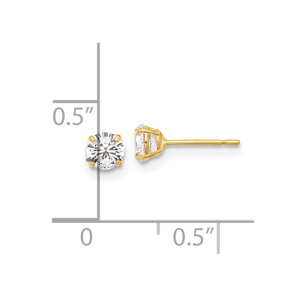 10K Yellow Gold 10K Polished 4mm Cz Stud Post Earrings
