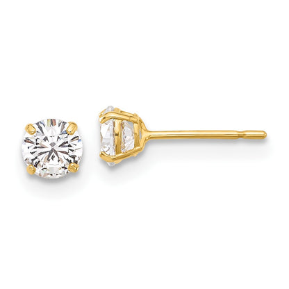 10K Yellow Gold 10K Polished 4mm Cz Stud Post Earrings