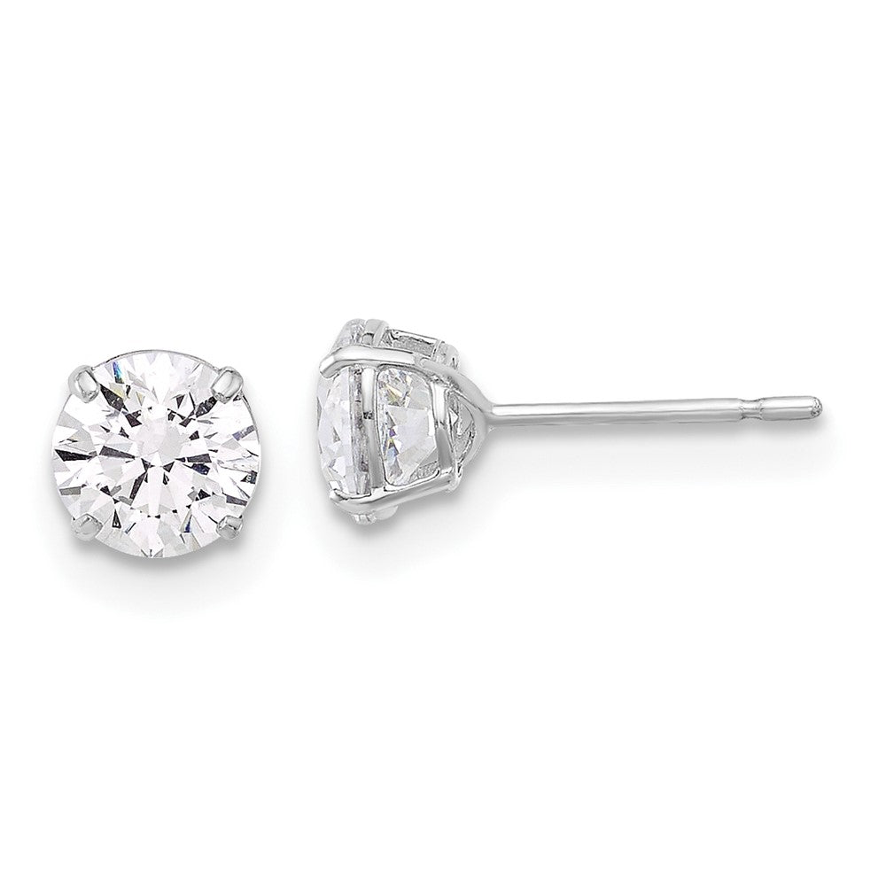 10K White Gold 10K Polished 5mm Cz Stud Post Earrings