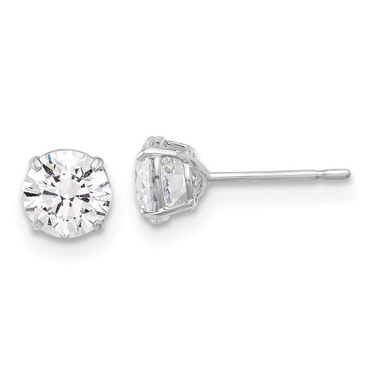 10K White Gold 10K Polished 5mm Cz Stud Post Earrings