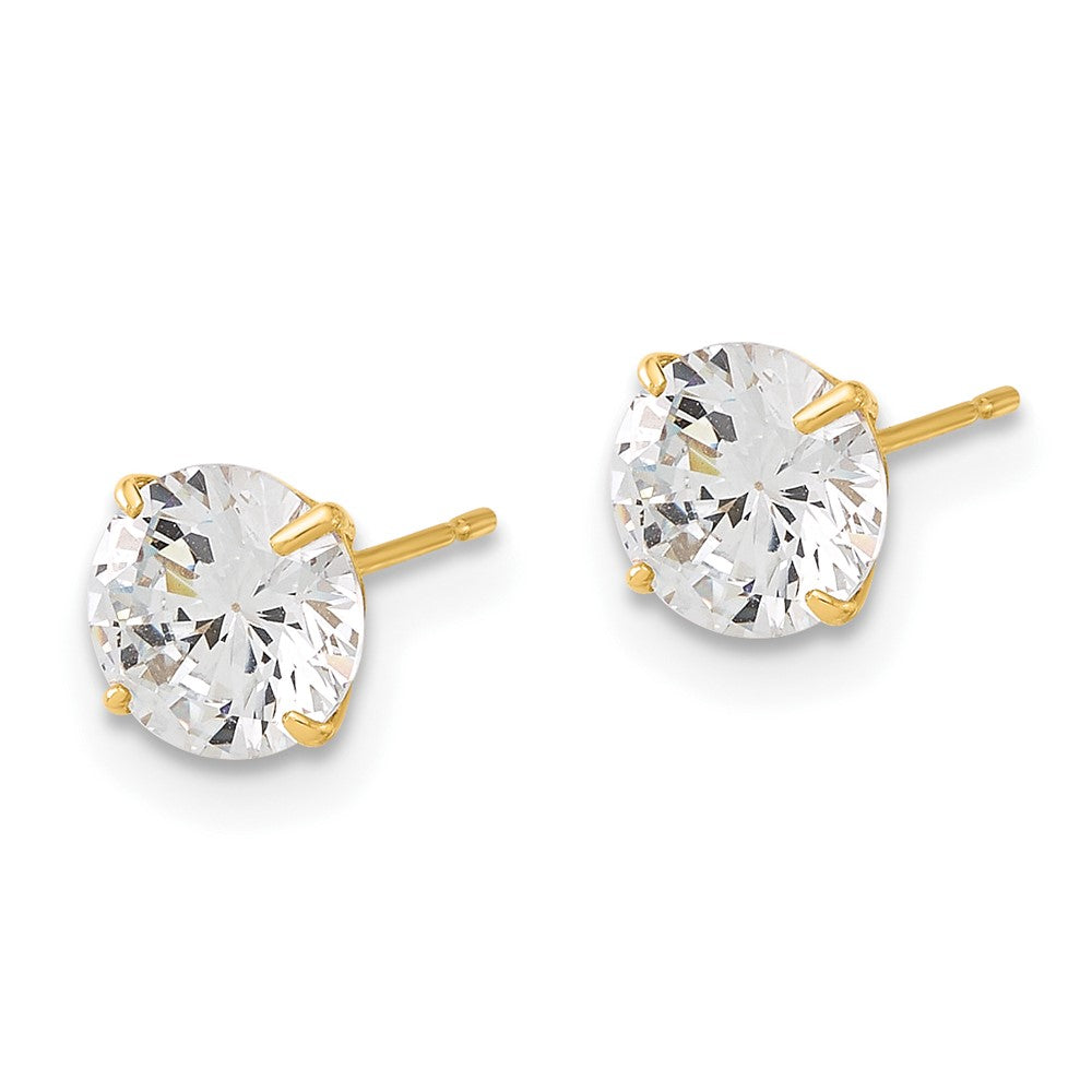 10K Yellow Gold 10K Polished 6mm Cz Stud Post Earrings