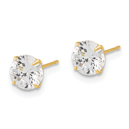 10K Yellow Gold 10K Polished 6mm Cz Stud Post Earrings