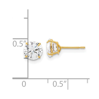 10K Yellow Gold 10K Polished 6mm Cz Stud Post Earrings