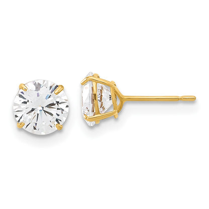 10K Yellow Gold 10K Polished 6mm Cz Stud Post Earrings