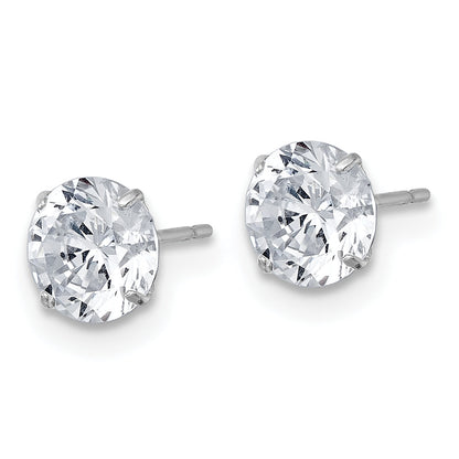 10K White Gold Polished 6.00mm Round Cz Stud Post Earrings