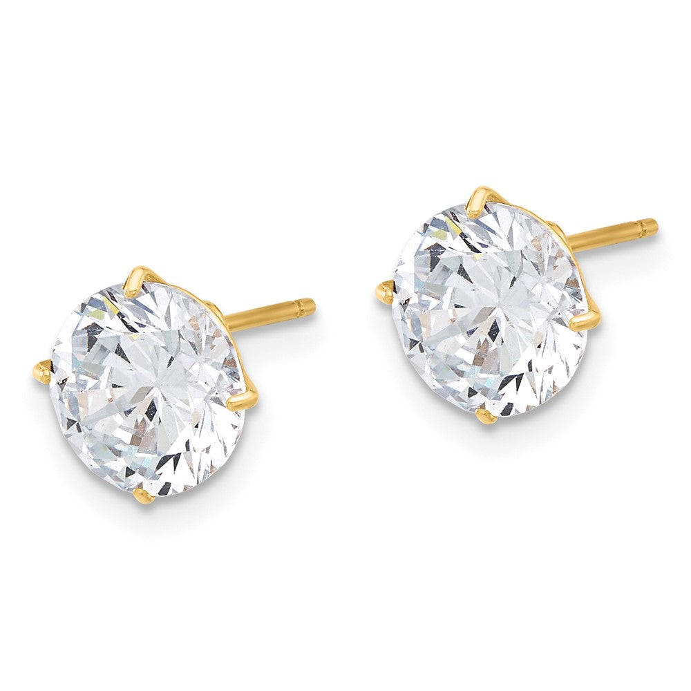 10K Yellow Gold 10K Polished 8mm Cz Stud Post Earrings