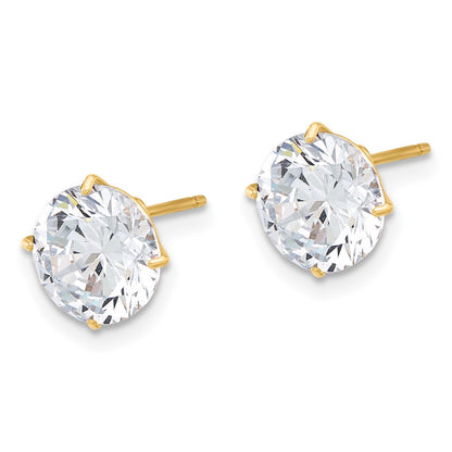 10K Yellow Gold 10K Polished 8mm Cz Stud Post Earrings