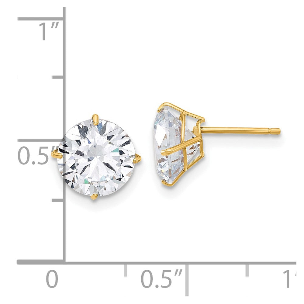 10K Yellow Gold 10K Polished 8mm Cz Stud Post Earrings