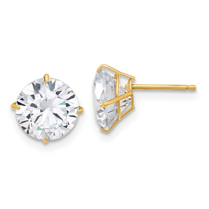 10K Yellow Gold 10K Polished 8mm Cz Stud Post Earrings