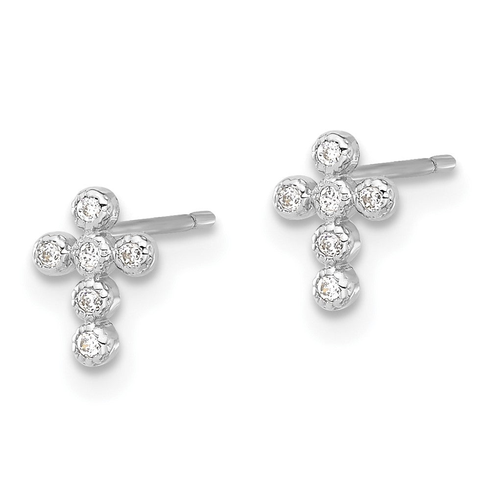 10K White Gold 10K Polished Cz Cross Post Earrings
