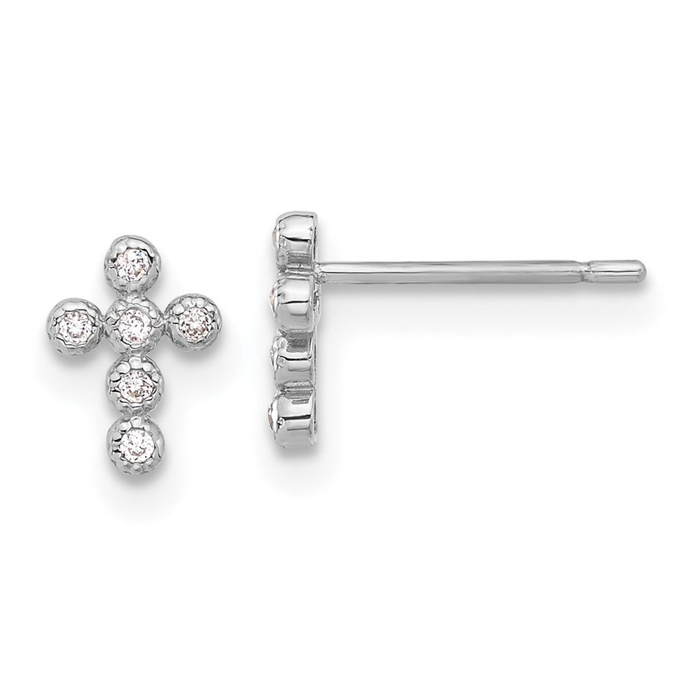 10K White Gold 10K Polished Cz Cross Post Earrings