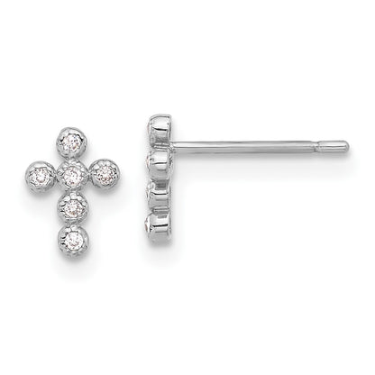 10K White Gold 10K Polished Cz Cross Post Earrings