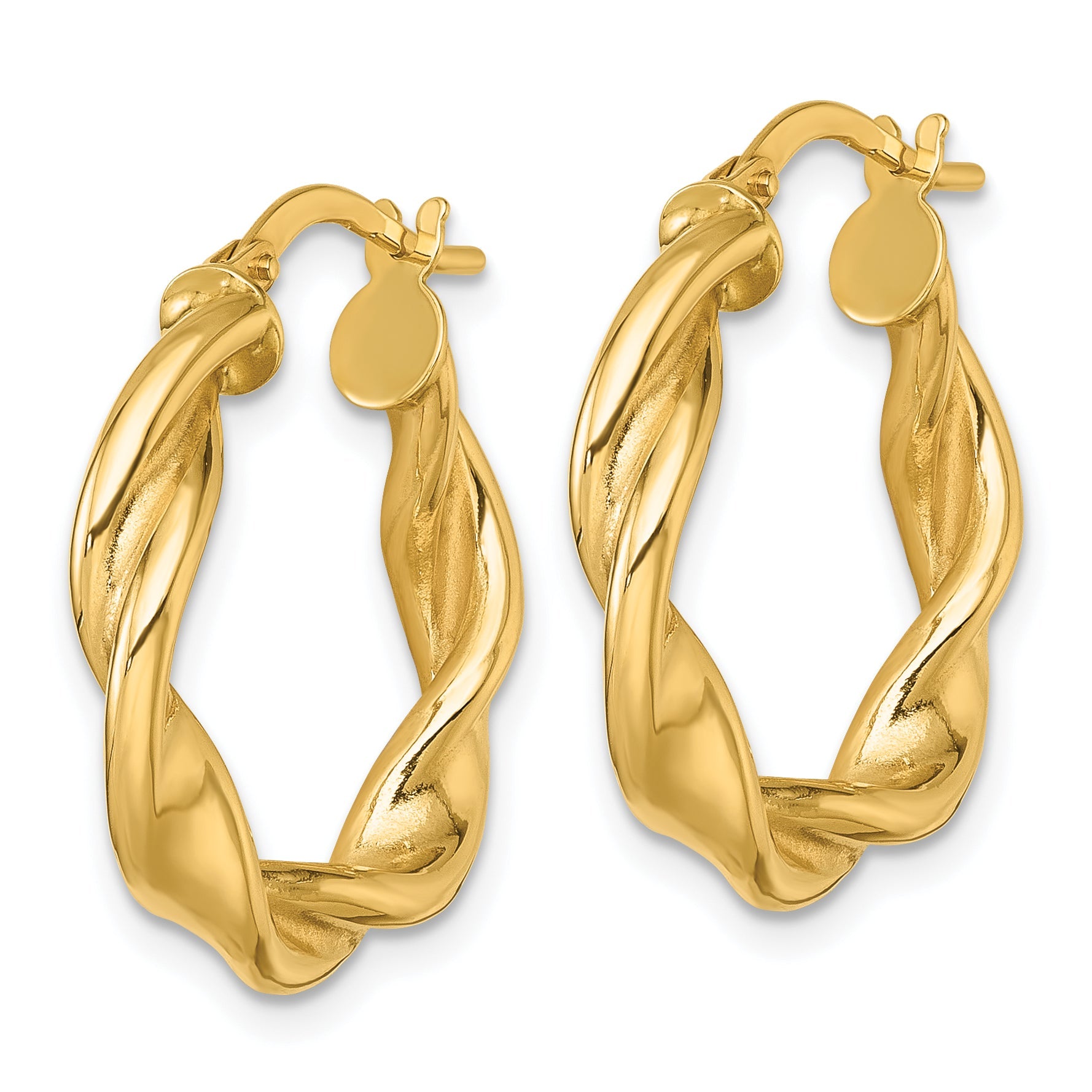 10K Yellow Gold 10K Polished Twisted 4.00 X 22mm Tube Hoop Earrings