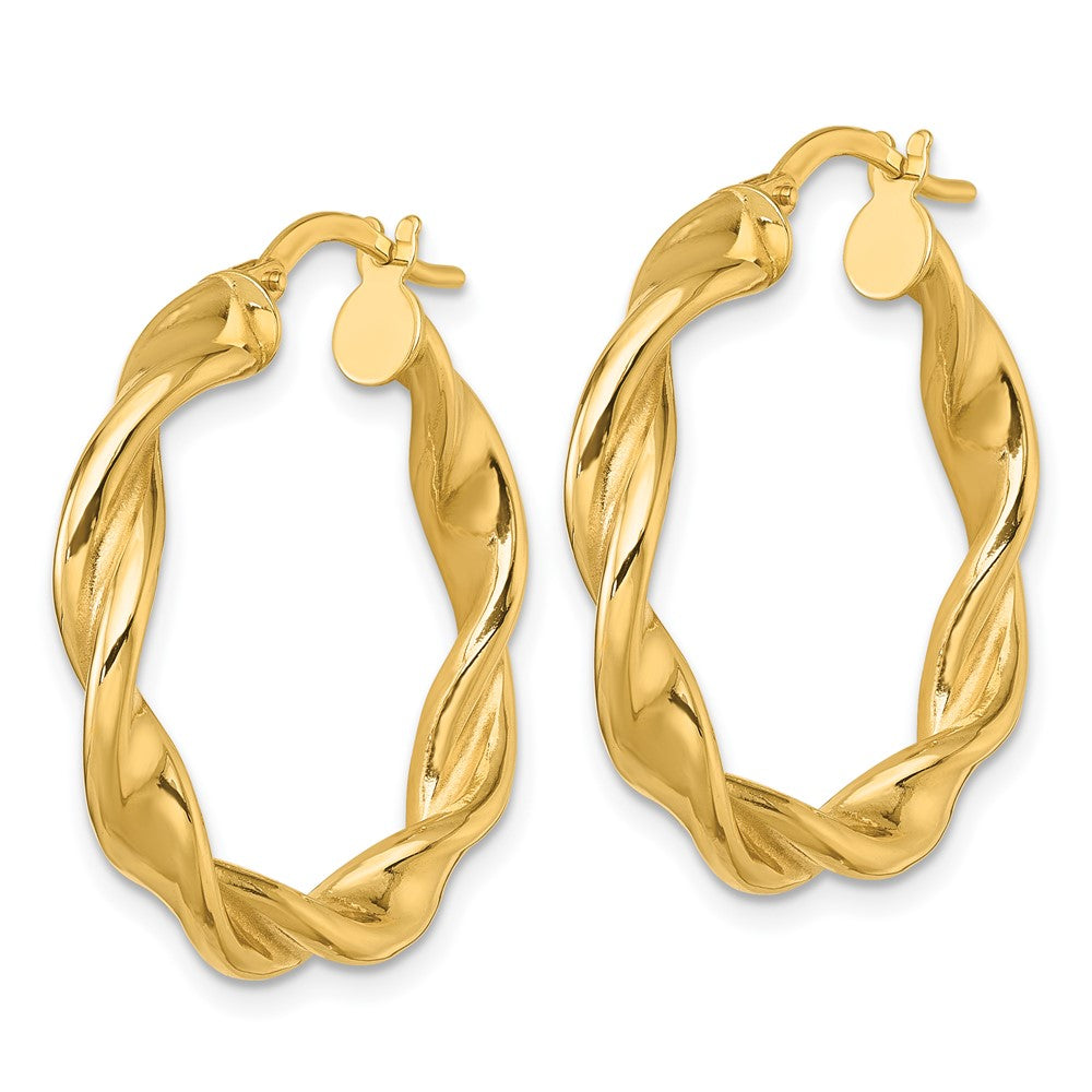 10K Yellow Gold 10K Polished Twisted 4.00 X 27mm Tube Hoop Earrings
