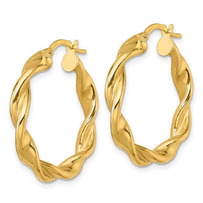 10K Yellow Gold 10K Polished Twisted 4.00 X 27mm Tube Hoop Earrings