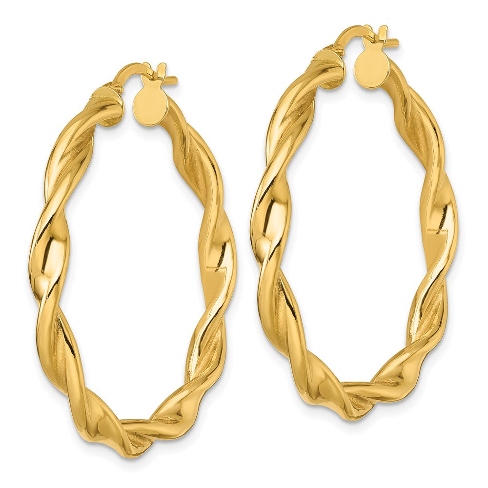 10K Yellow Gold 10K Polished Twisted 4.00 X 38mm Tube Hoop Earrings