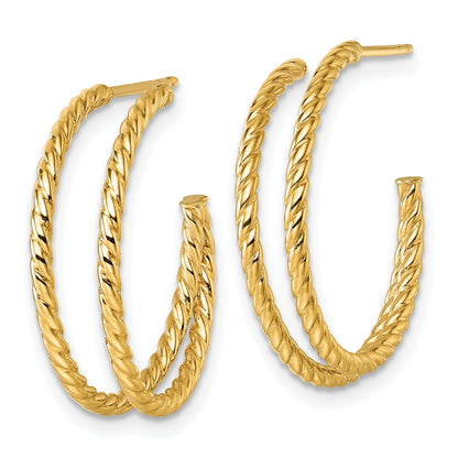 10K Yellow Gold 10K Polished Double Strand Twisted C-Hoop Post Earrings