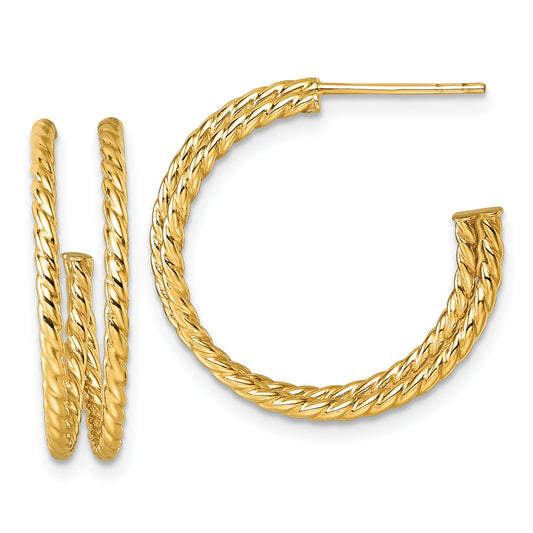 10K Yellow Gold 10K Polished Double Strand Twisted C-Hoop Post Earrings